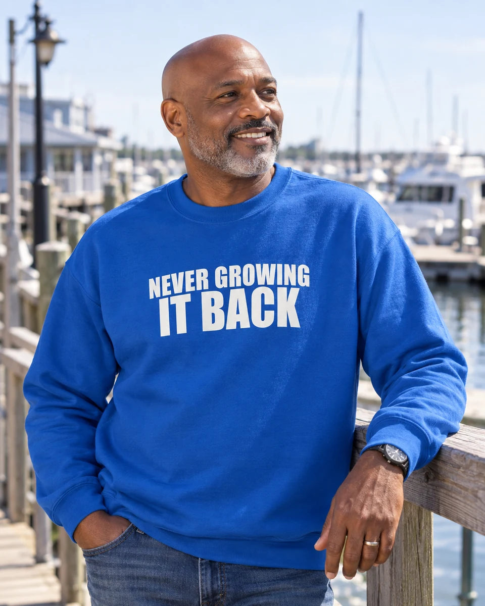 Never Growing It Back Unisex Crewneck Sweatshirt — Royal front