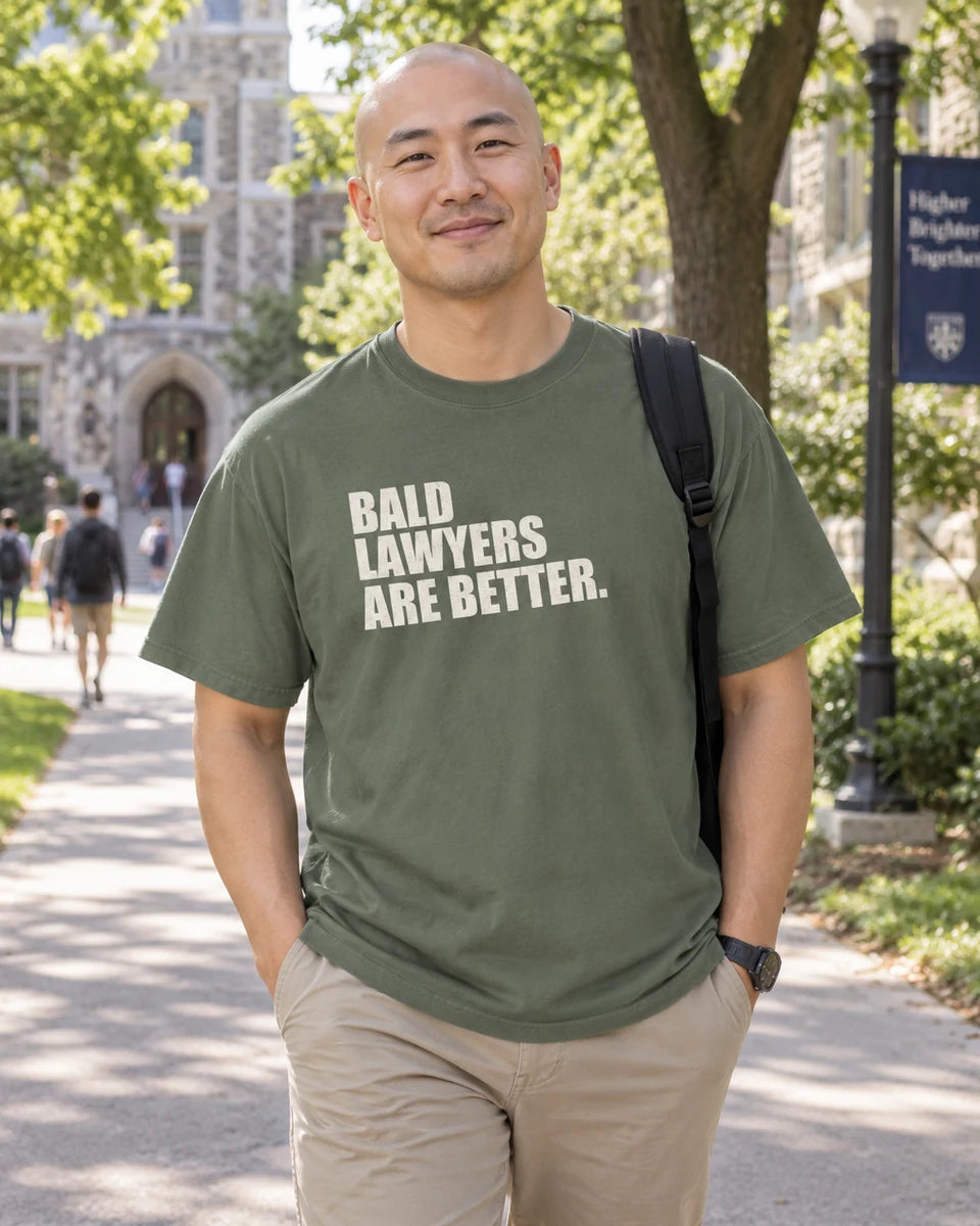 Bald Lawyers Are Better Unisex Heavyweight T-Shirt — Moss front