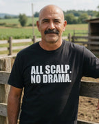 All Scalp No Drama Bald T-Shirt — Black front lifestyle photo