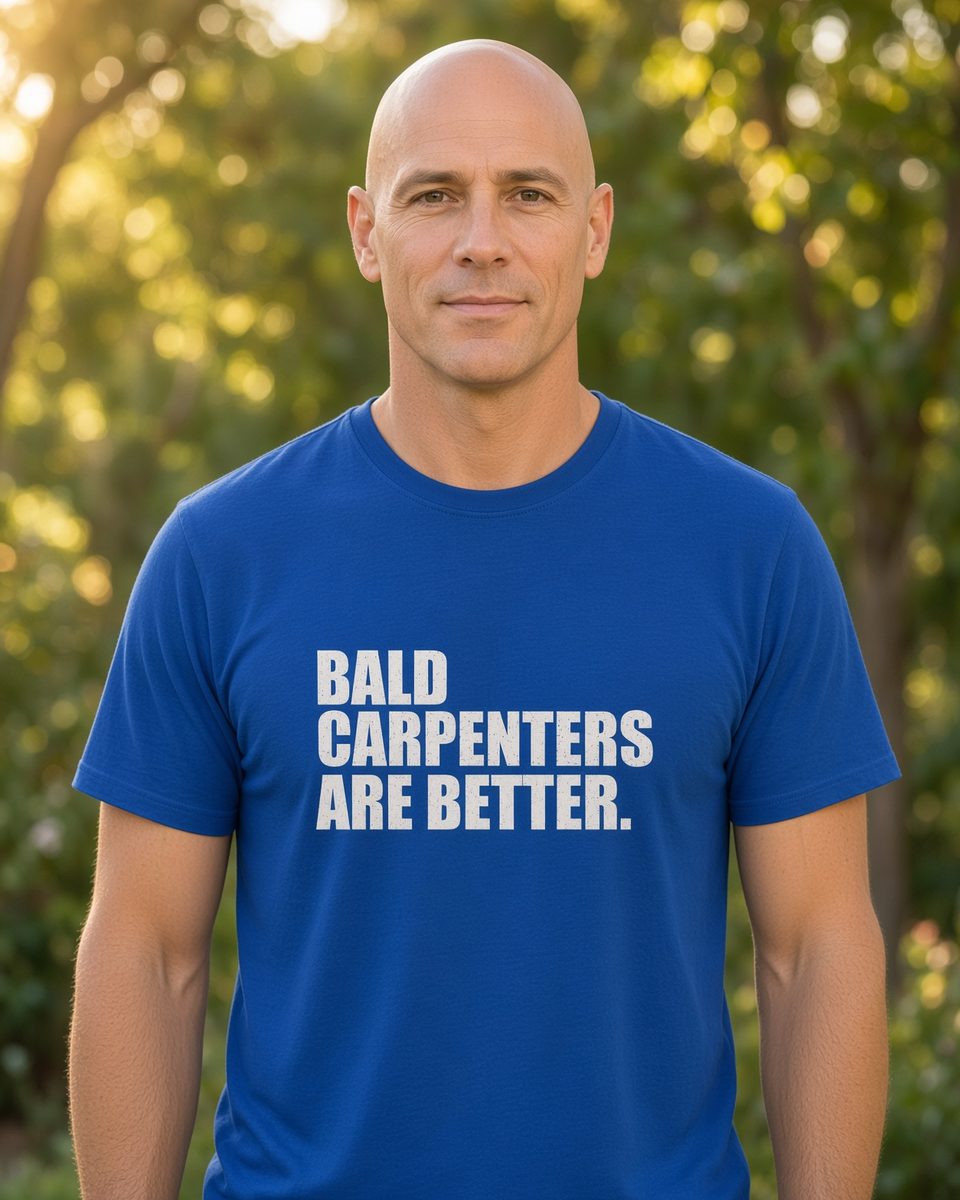 Bald Carpenters Are Better T-Shirt — Royal front lifestyle photo
