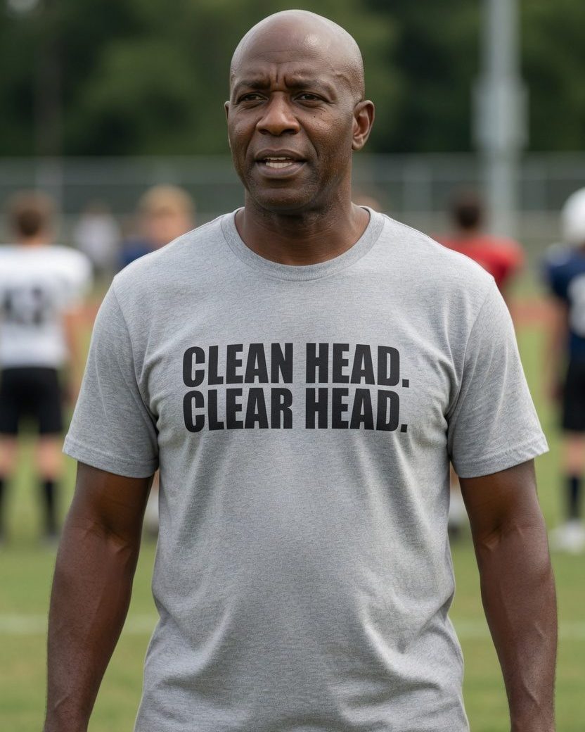 Clean Head Clear Head Bald T-Shirt — Sport Grey front lifestyle photo