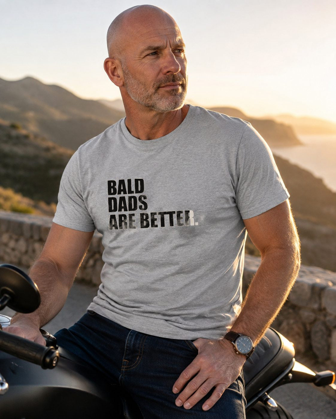 Bald Dads Are Better T-Shirt — Sport Grey front lifestyle photo