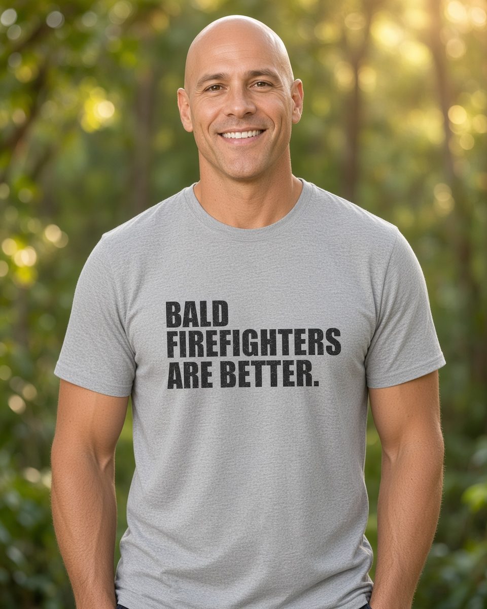 Bald Firefighters Are Better T-Shirt — Sport Grey front lifestyle photo