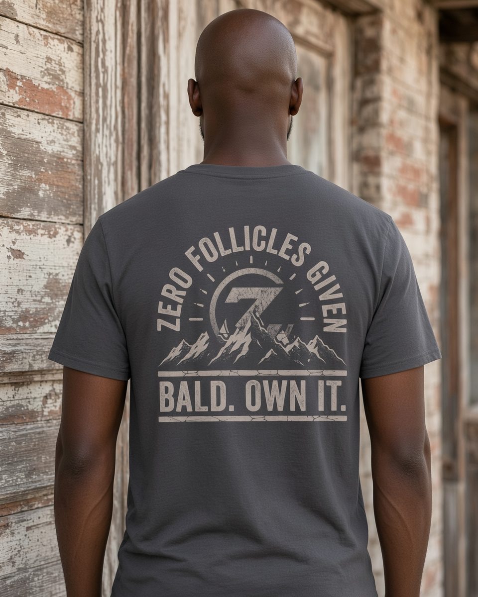 Zero Follicles Given Horizon Seal Tee — Charcoal back lifestyle photo