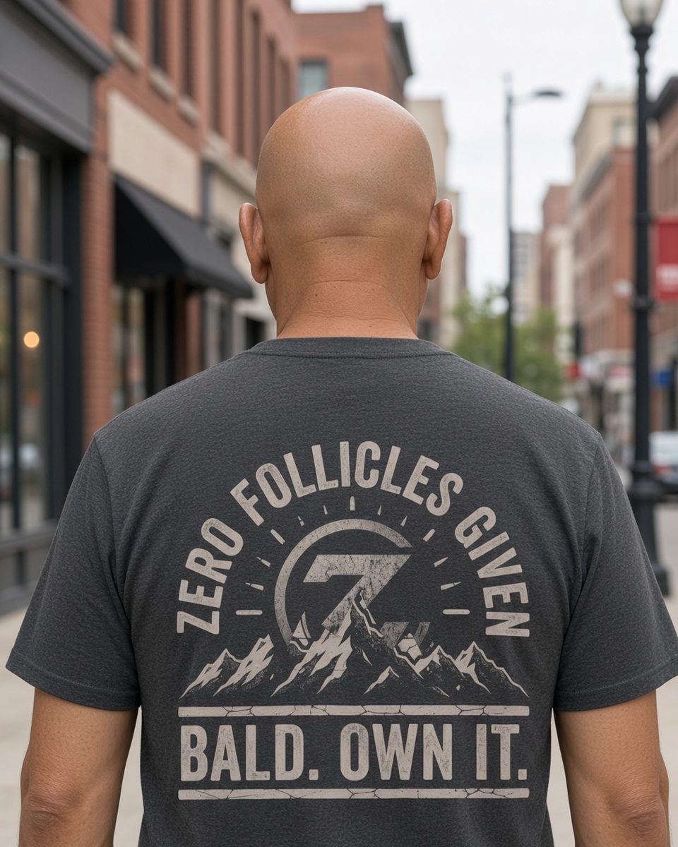 Zero Follicles Given Horizon Seal Tee — Dark Heather back lifestyle photo