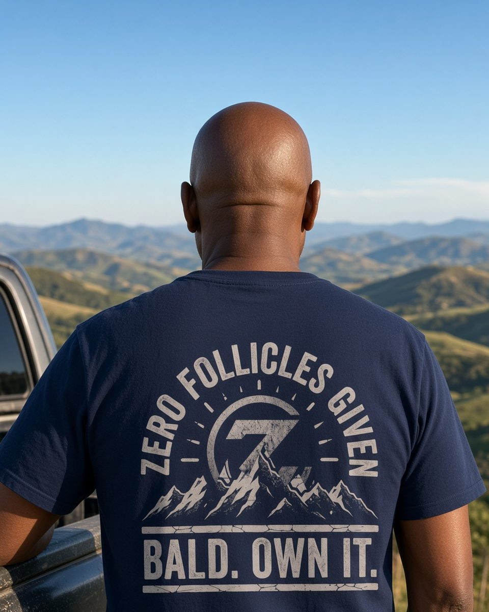 Zero Follicles Given Horizon Seal Tee — Navy back lifestyle photo