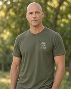 Zero Follicles Given Ridgeback Tee — Military Green front lifestyle photo