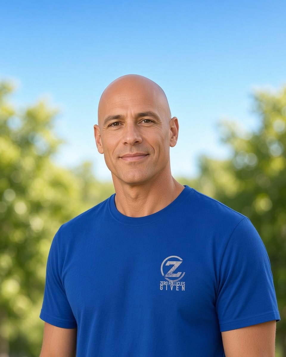 Zero Follicles Given Ridgeback Tee — Royal front lifestyle photo