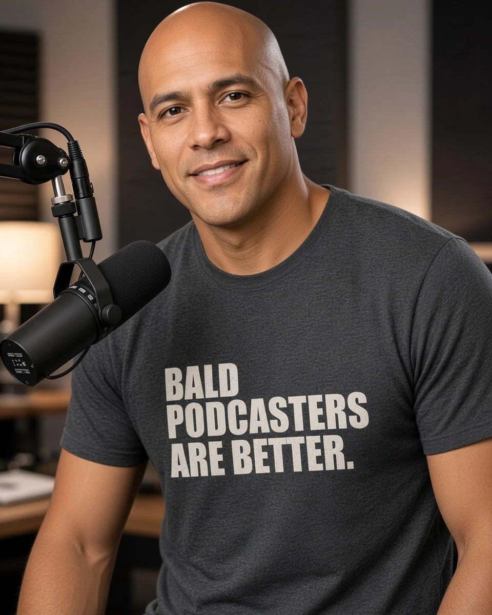 Bald Podcasters Are Better Tee — Dark Heather