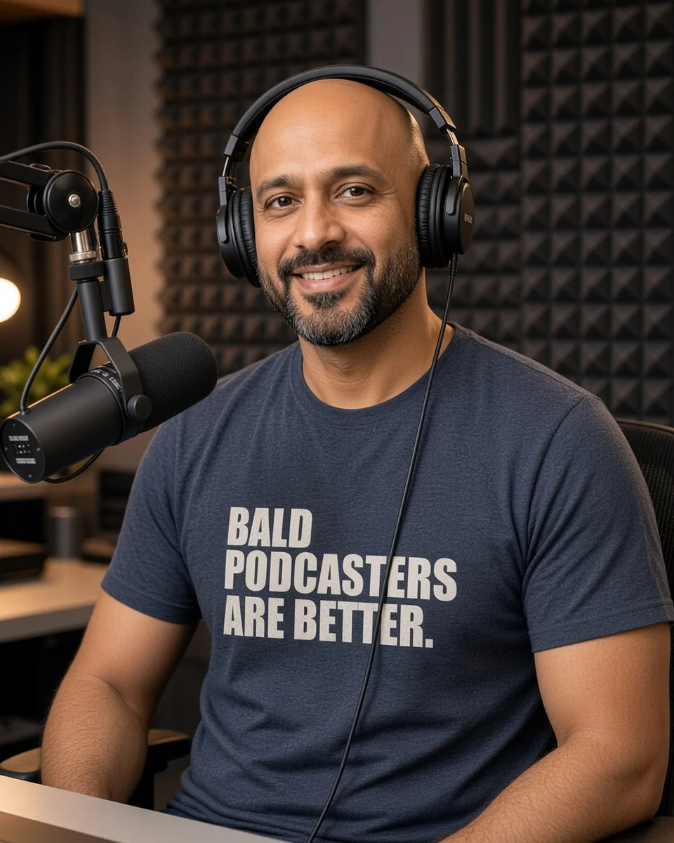 Bald Podcasters Are Better Tee — Heather Navy