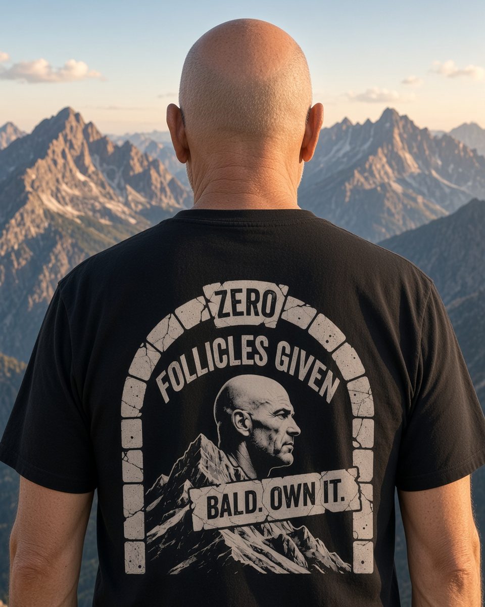 Zero Follicles Given Profile Emblem Tee — Black back lifestyle photo
