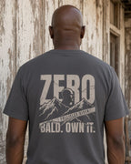 Zero Follicles Given Ridgeback Tee — Charcoal back lifestyle photo