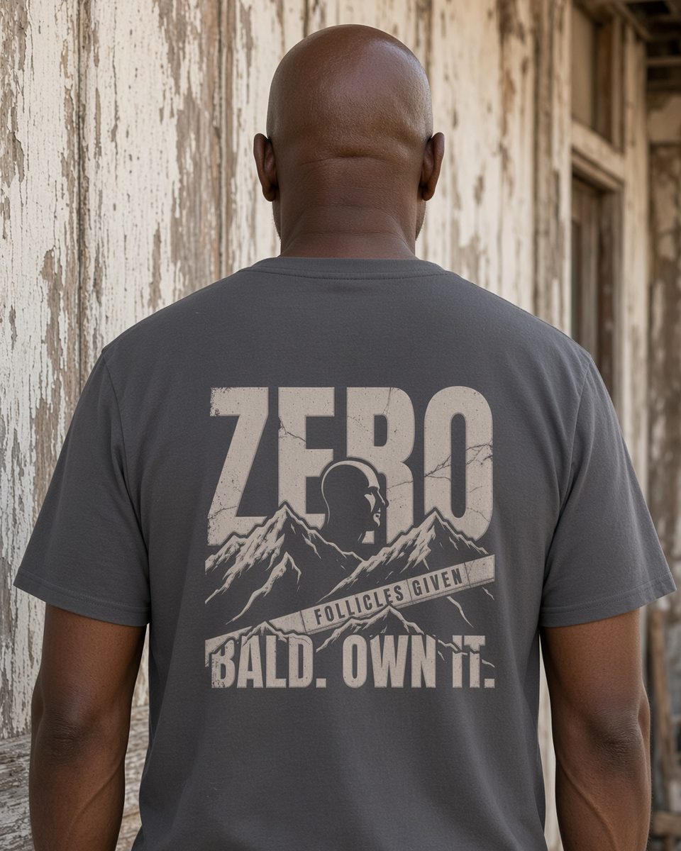 Zero Follicles Given Ridgeback Tee — Charcoal back lifestyle photo