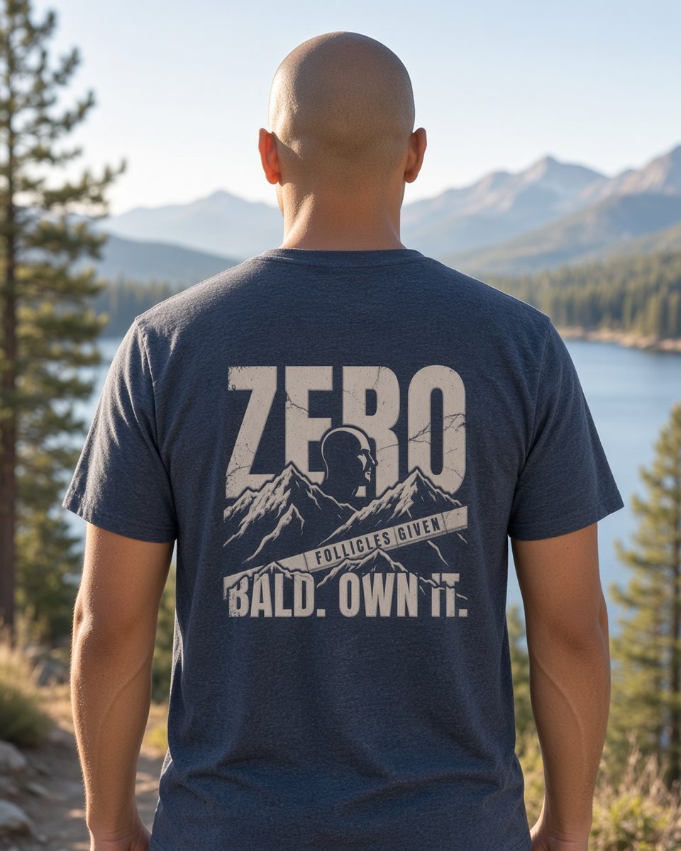 Zero Follicles Given Ridgeback Tee — Heather Navy back lifestyle photo