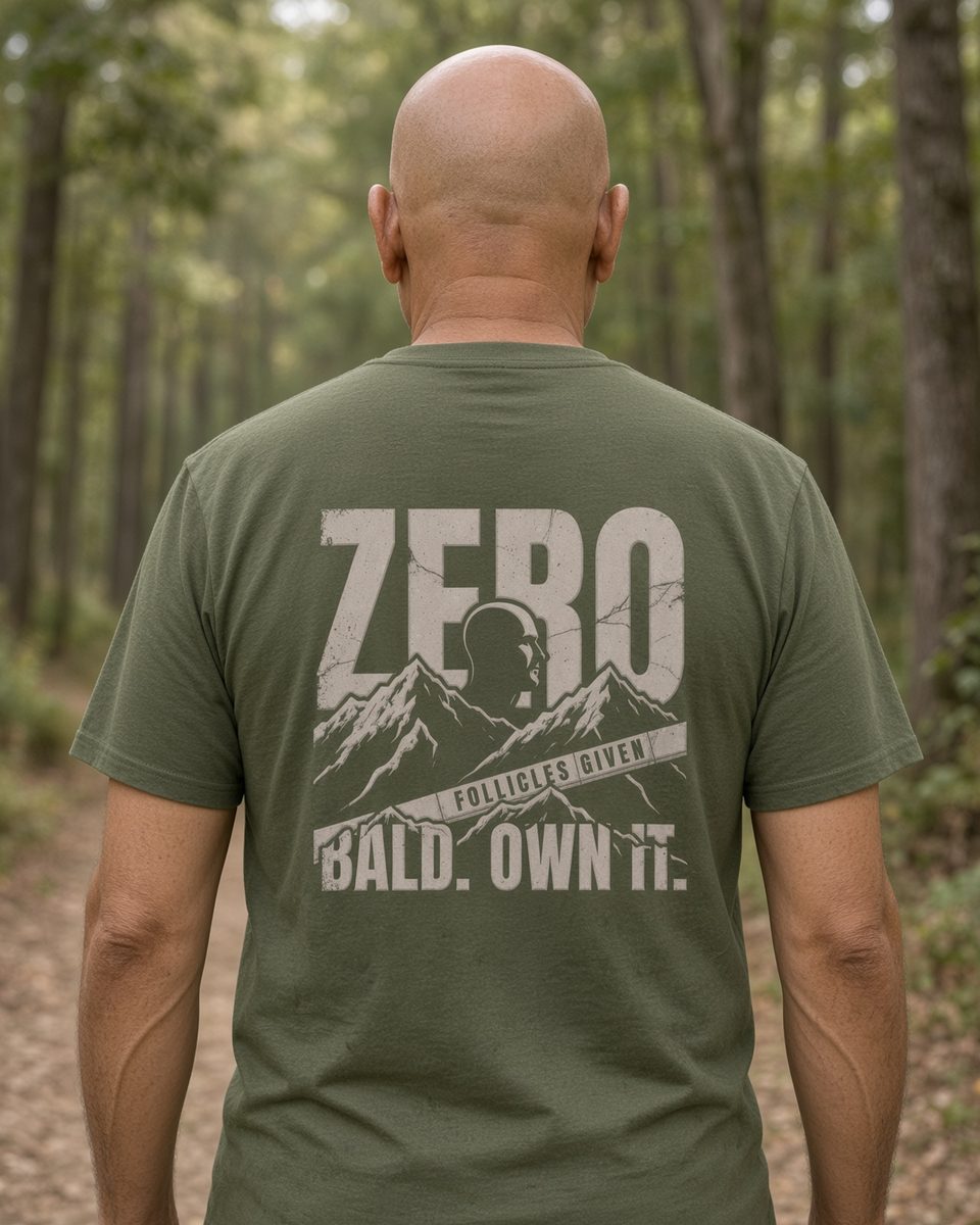Zero Follicles Given Ridgeback Tee — Military Green back lifestyle photo