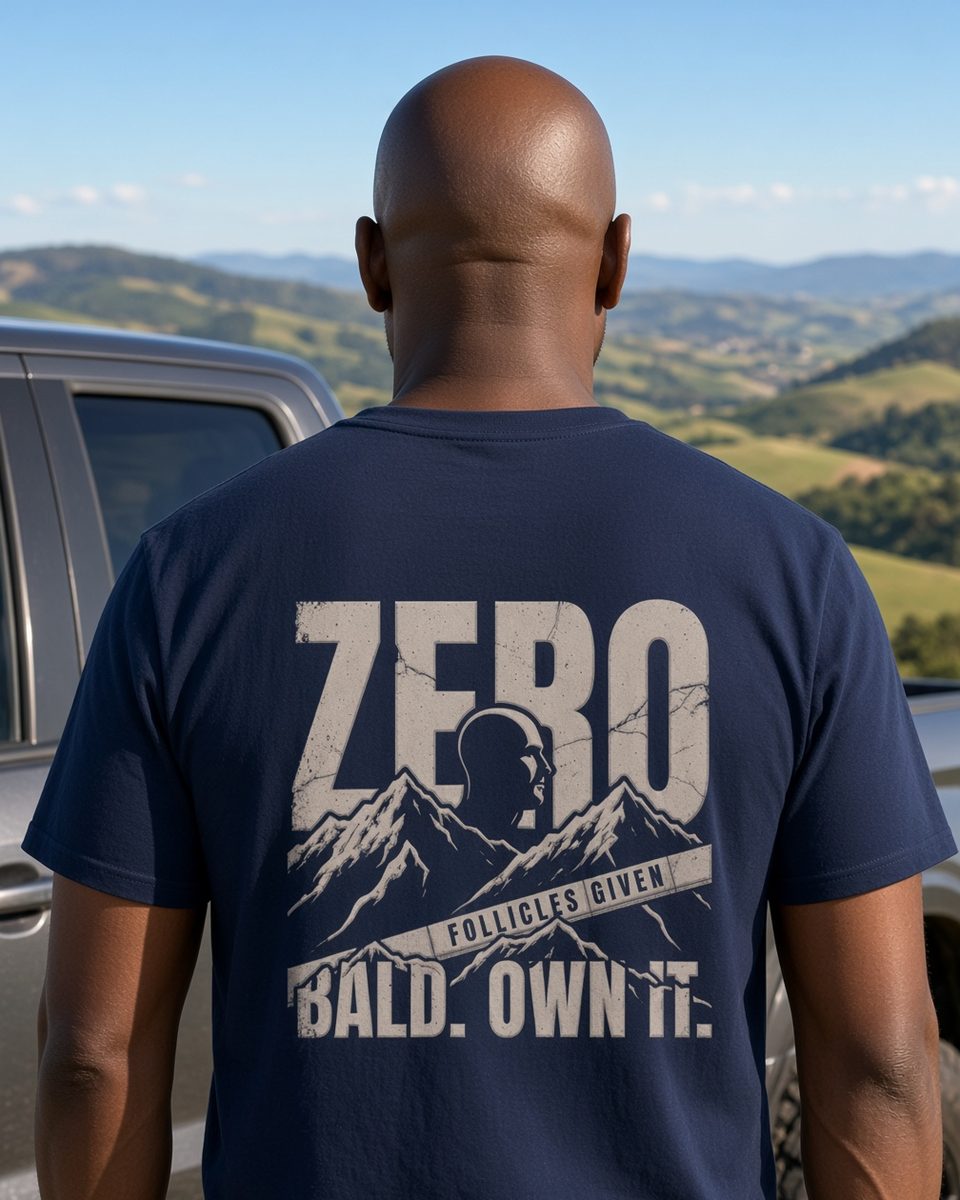 Zero Follicles Given Ridgeback Tee — Navy back lifestyle photo