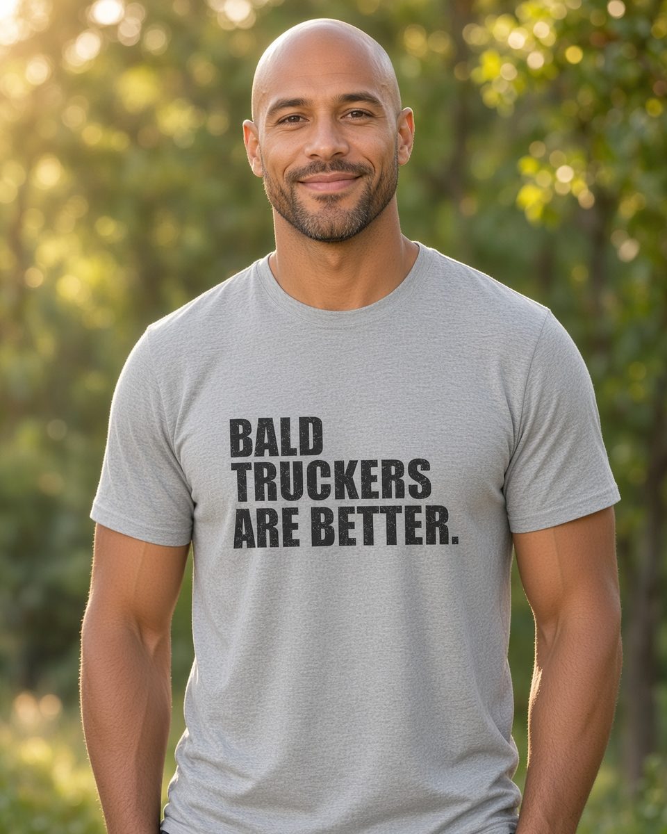 Bald Truckers Are Better T-Shirt — Sport Grey front lifestyle photo