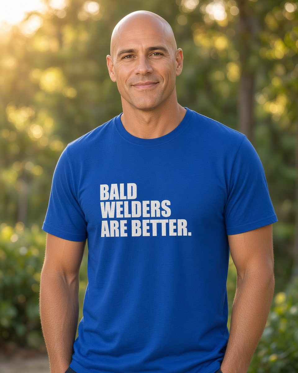Bald Welders Are Better T-Shirt — Royal front lifestyle photo