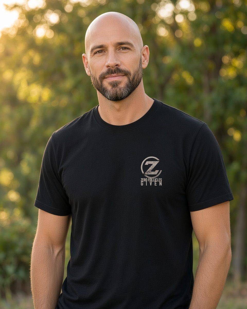 Zero Follicles Given Horizon Seal Tee — Black front lifestyle photo